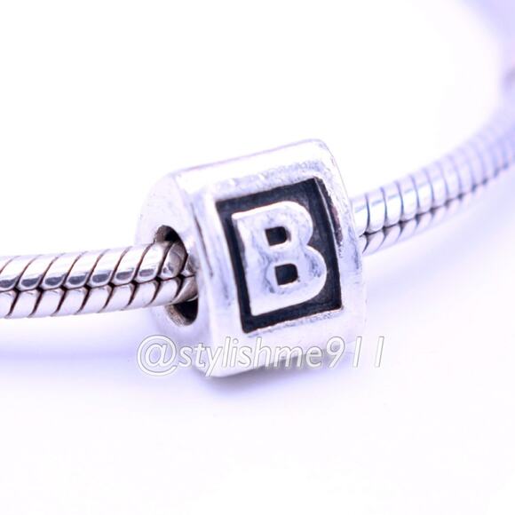 Authentic PANDORA Silver Letter B Charm Bead - 790323B - Picture 3 of 9